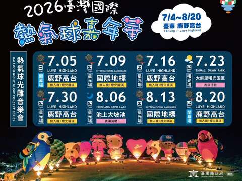開幕及熱氣球光雕音樂會場次_圖片取自臺灣國際熱氣球嘉年華-Taiwan International Balloon Festival FB